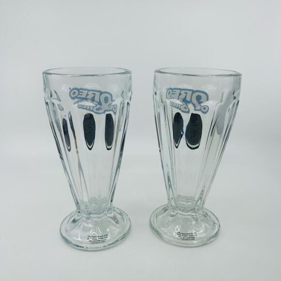 Set Of 2 Oreo Cookie Ice Cream Sundae Float Clear Milkshake Drinking Glassware - Picture 2 of 4